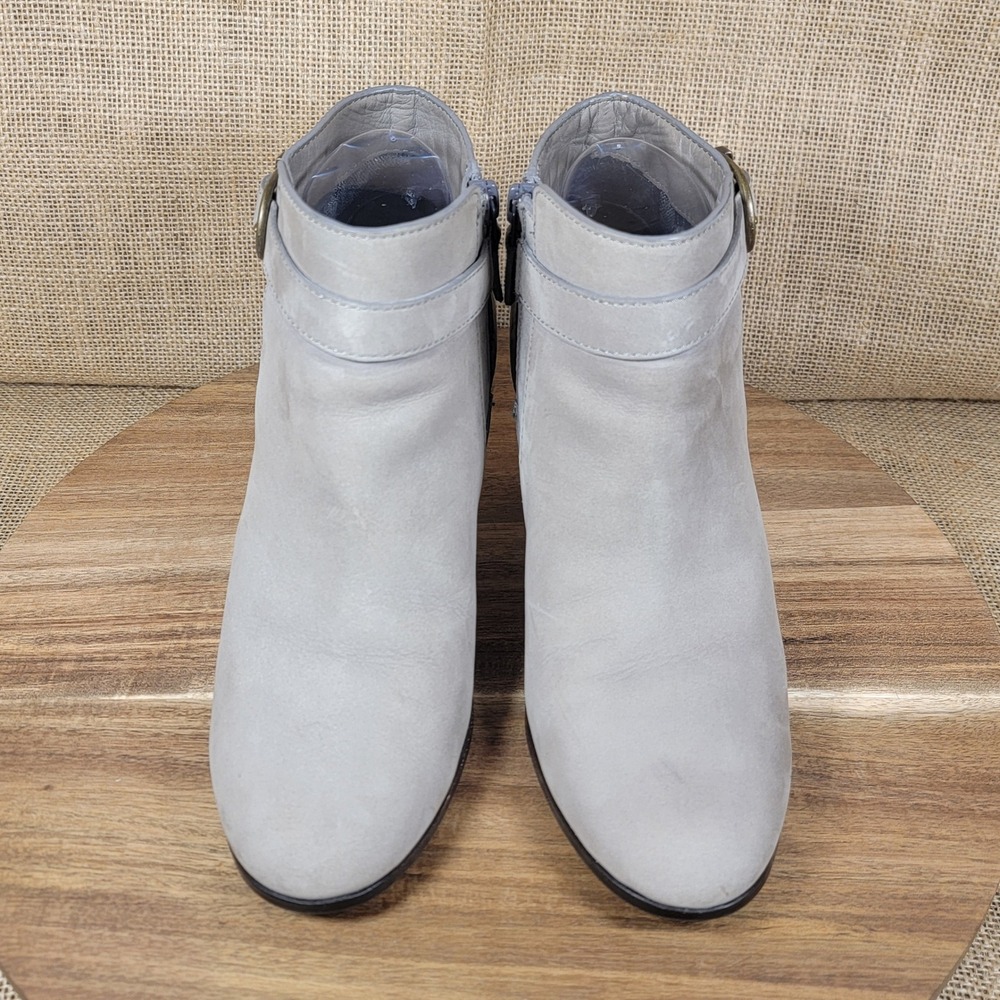 Cole Haan Harrington Grand Ankle Boots Gray Leather Booties Block Heel Women's 8 - Picture 3 of 10